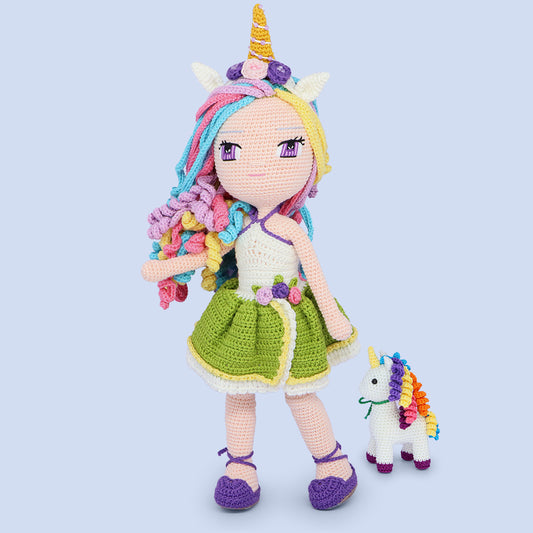 Iris Unicorn Crochet Doll Pattern - amigurumi PDF with step-by-step photos