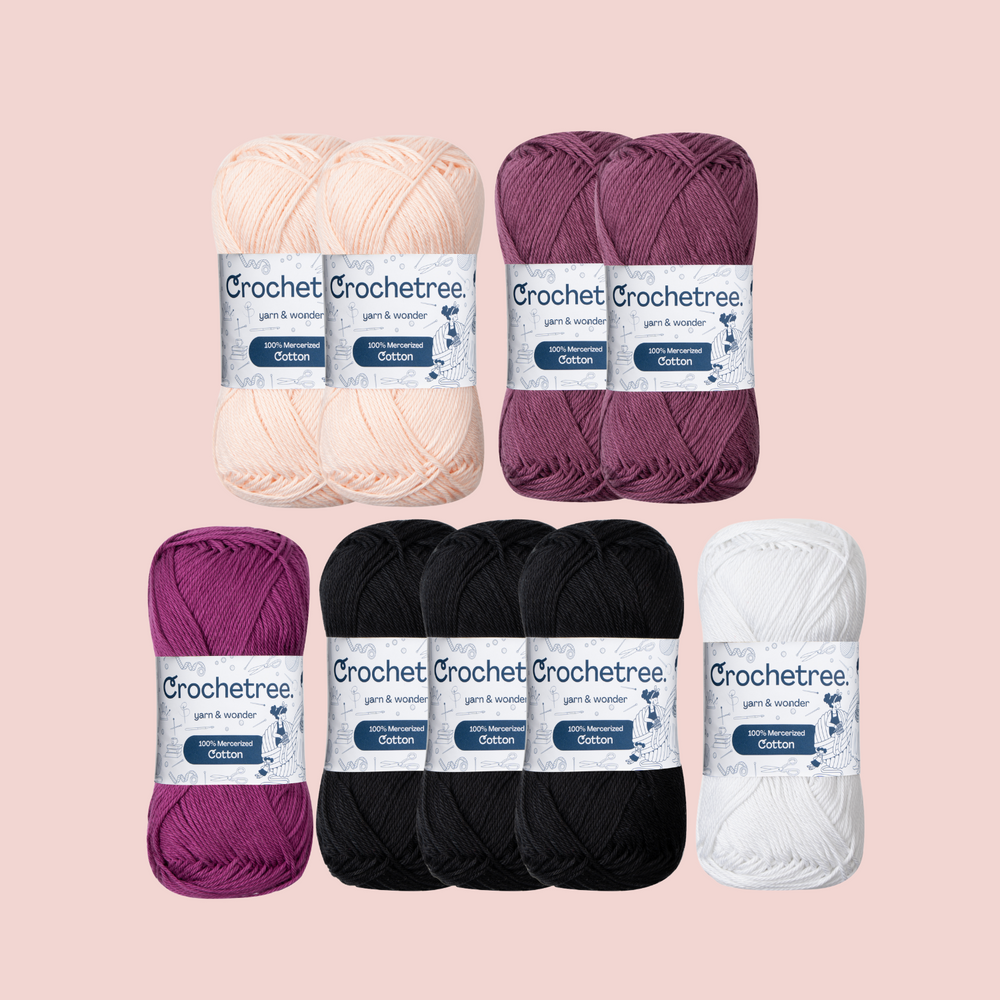 Lila Graduation Yarn Set - mercerized cotton yarn bundle by Crochetree