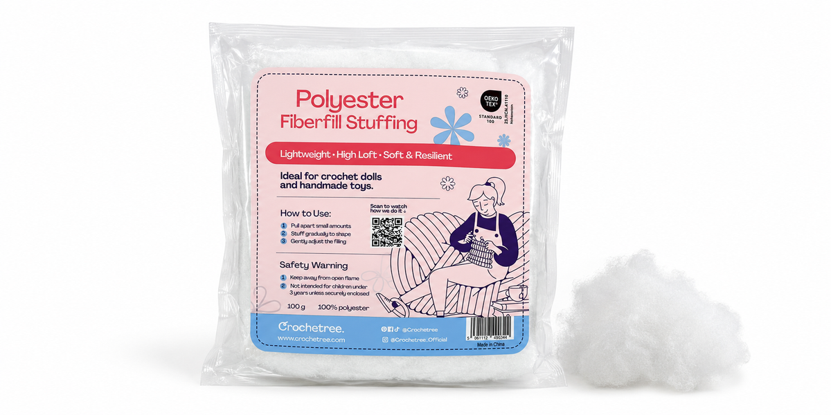 Crochetree polyester fiberfill stuffing 100g bag for amigurumi with loose fiberfill tuft
