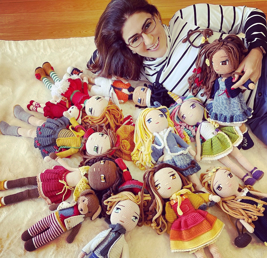 Ticiana with her Crochetree dolls