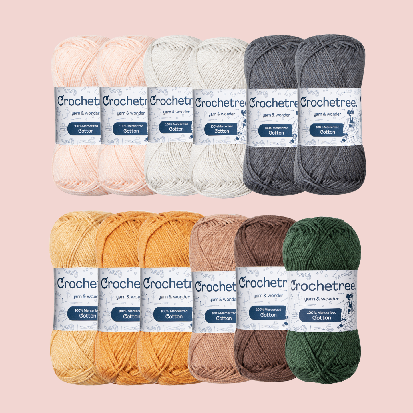 Ragnar Viking Yarn Set - cotton yarn bundle for crochet dolls, Crochetree yarn and wonder