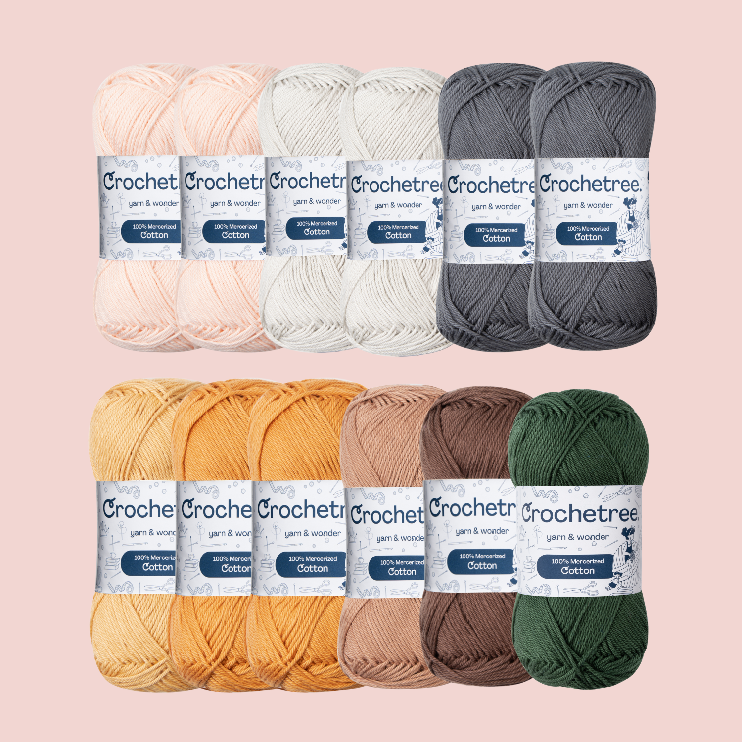 Ragnar Viking Yarn Set - cotton yarn bundle for crochet dolls, Crochetree yarn and wonder