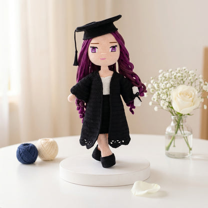 Lila Graduation crochet doll pattern