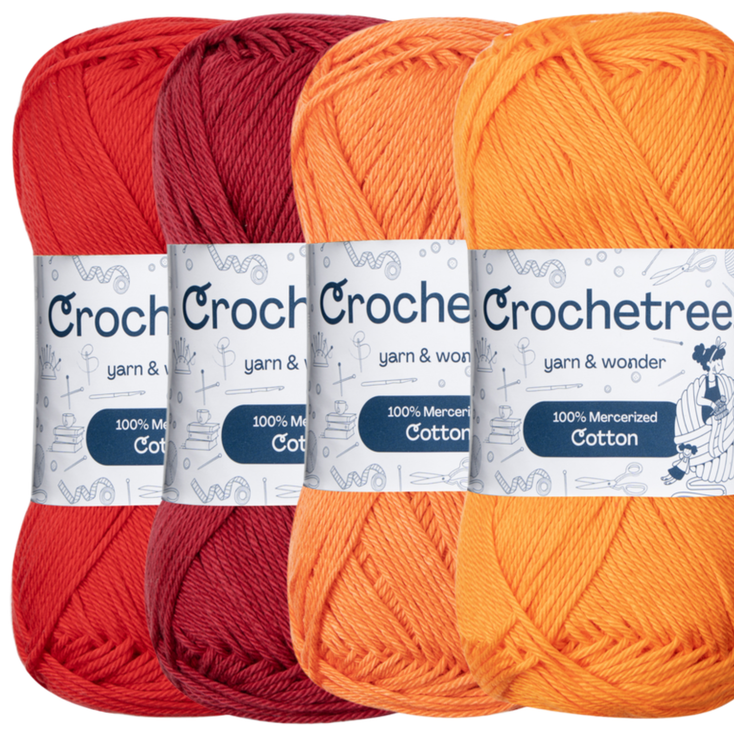 Crochetree Chilli Peppers mercerized cotton yarn 4-pack set