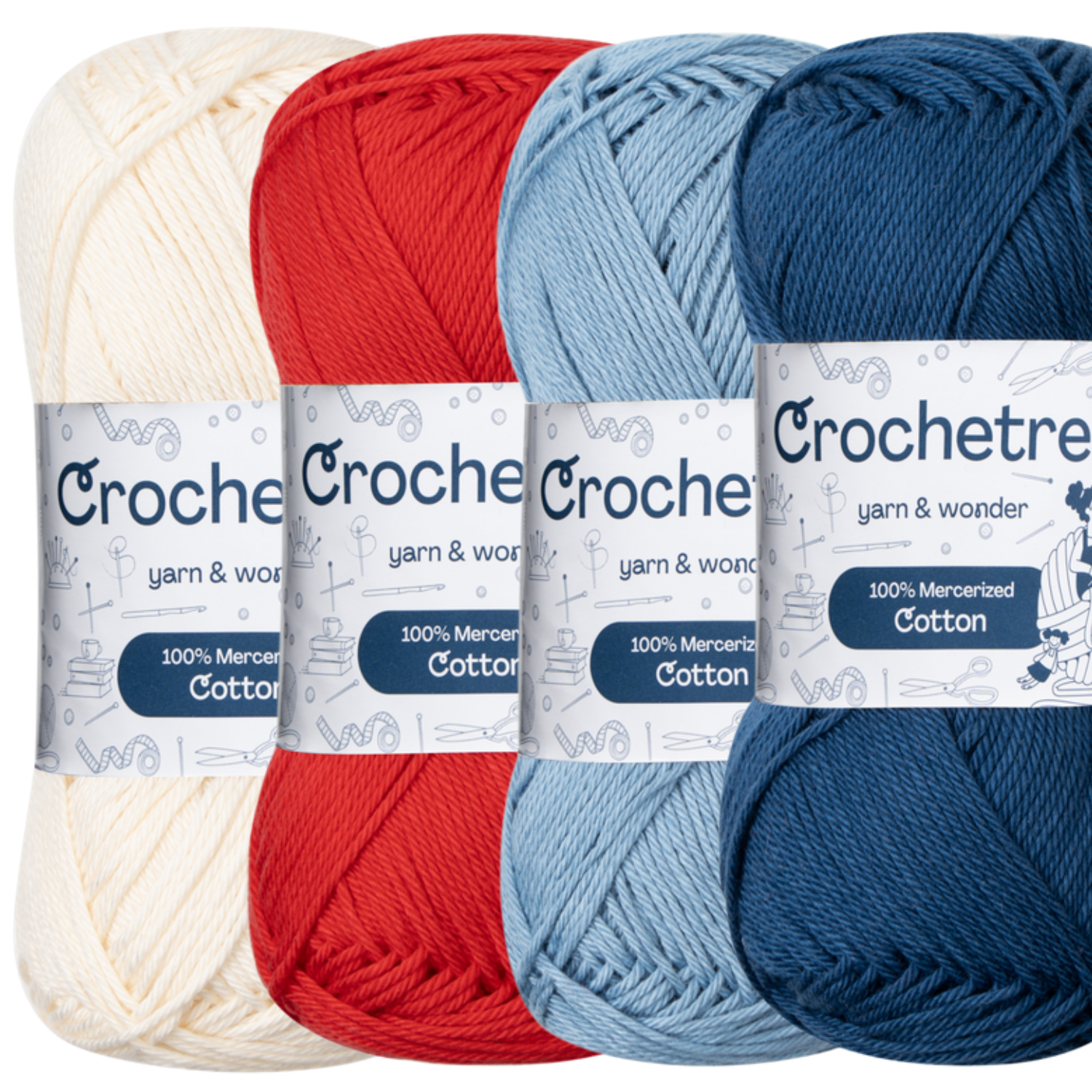 Crochetree Christmas Retro mercerized cotton yarn 4-pack set