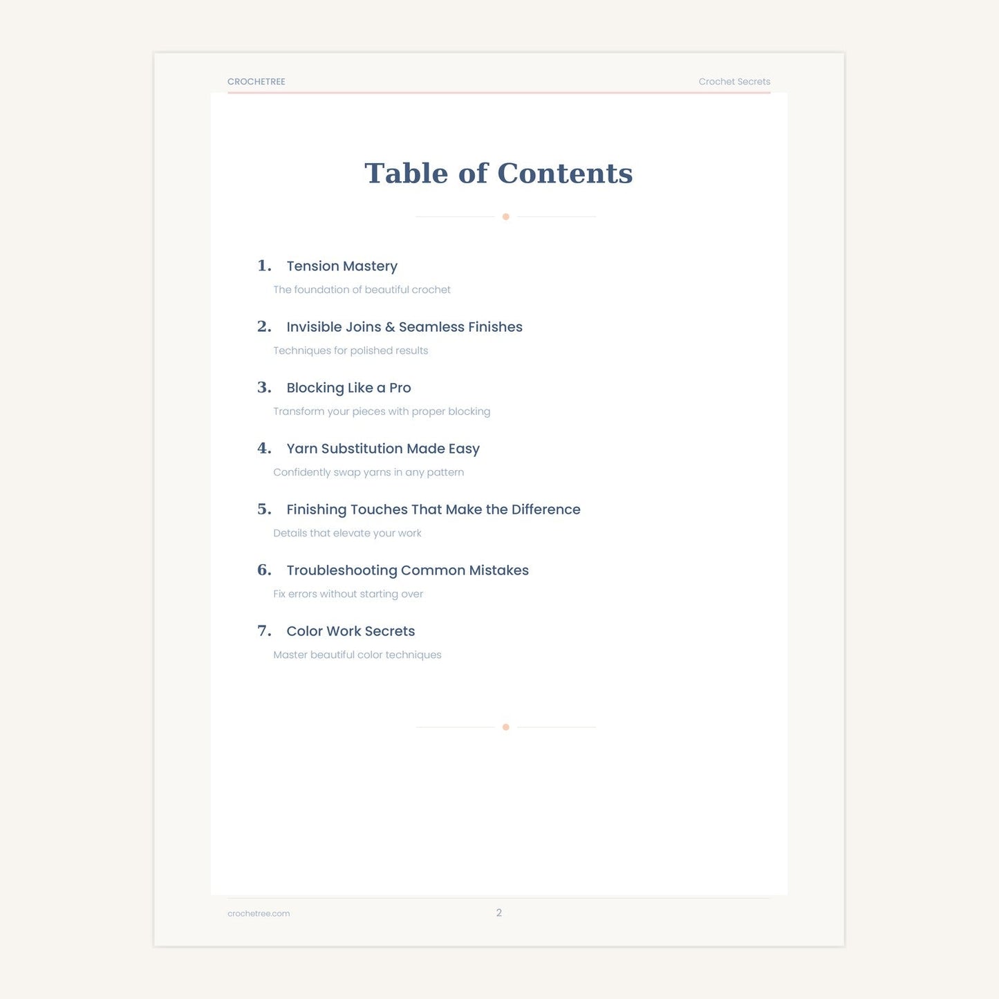 Crochet Secrets ebook table of contents