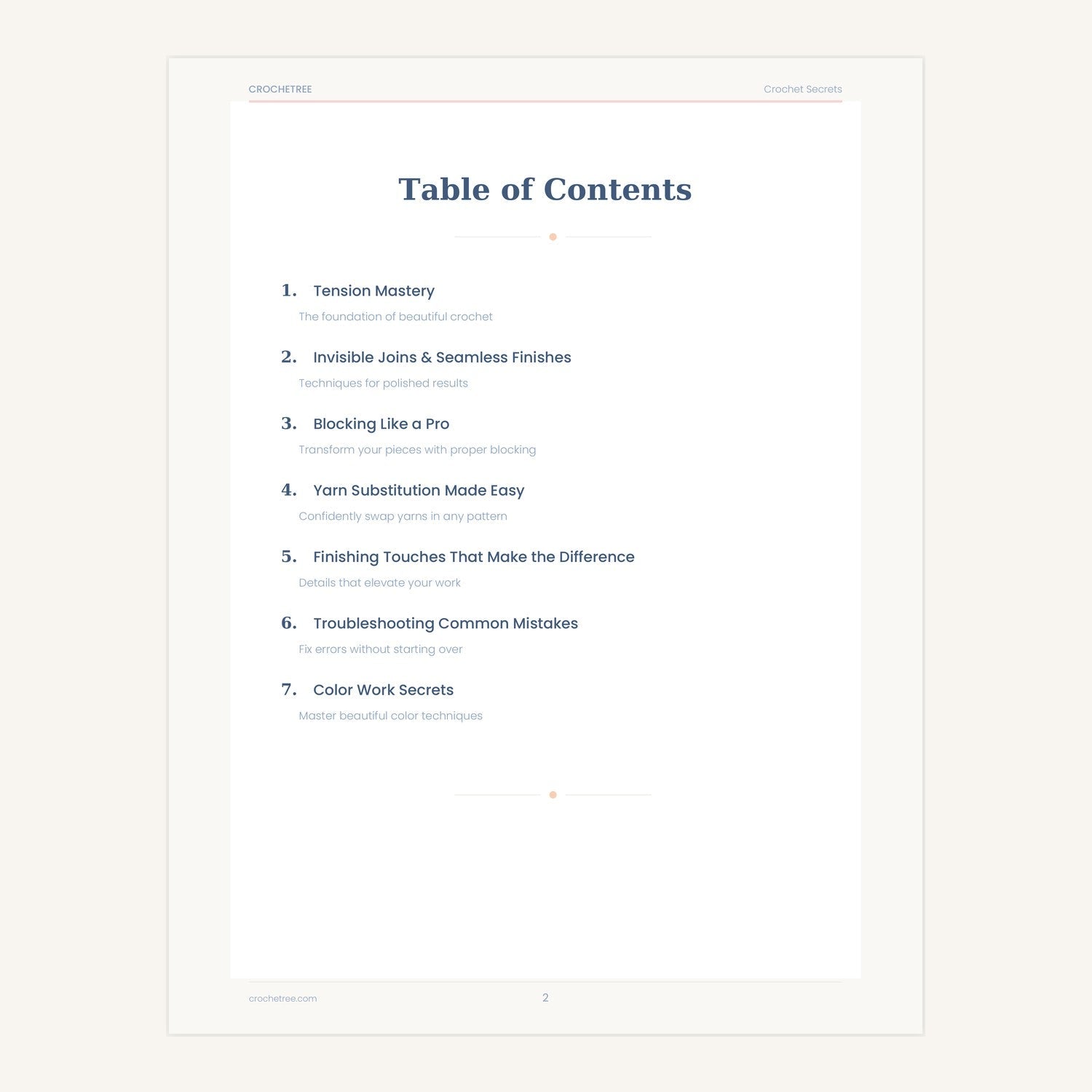 Crochet Secrets ebook table of contents
