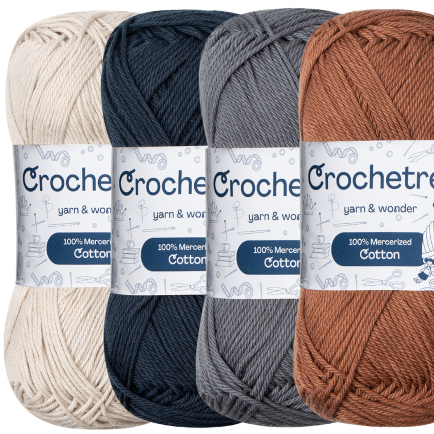 Crochetree Dark Nature mercerized cotton yarn 4-pack set