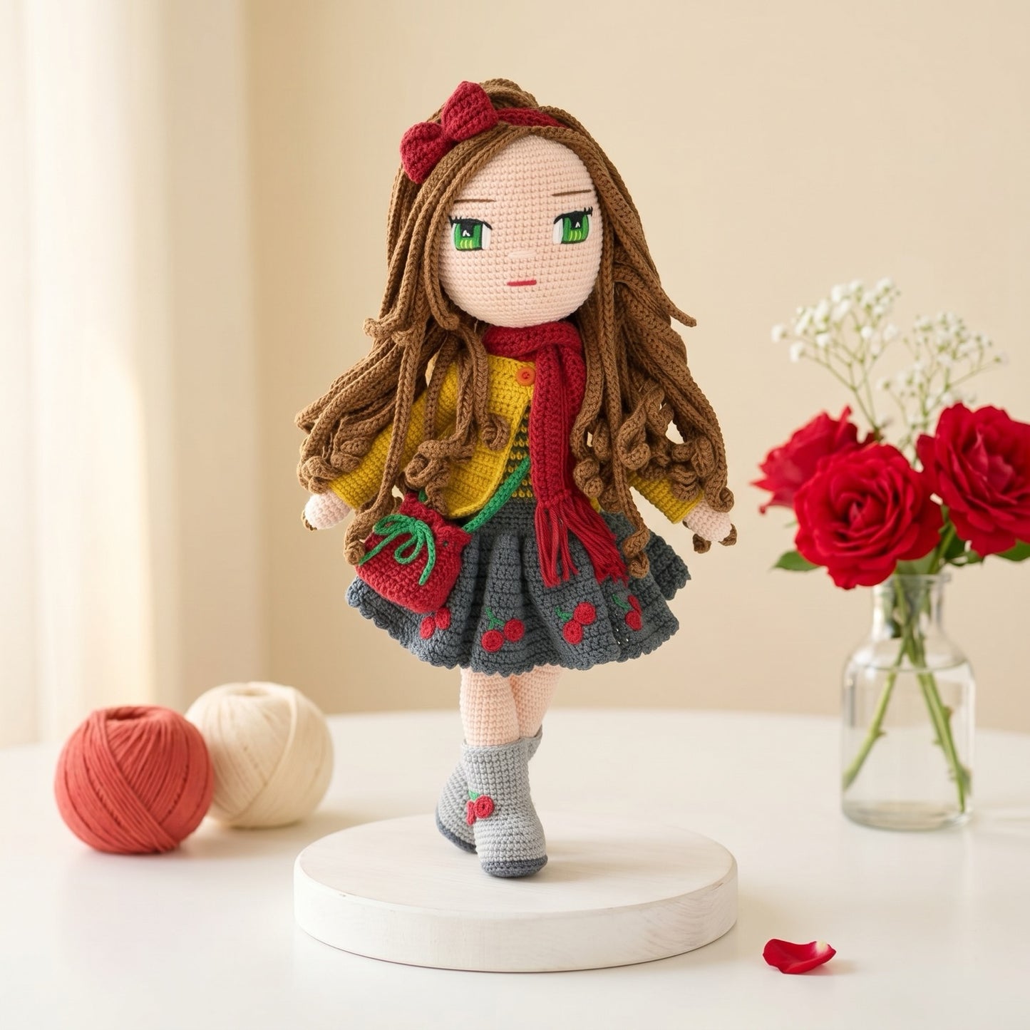 Hazel in Red crochet doll pattern