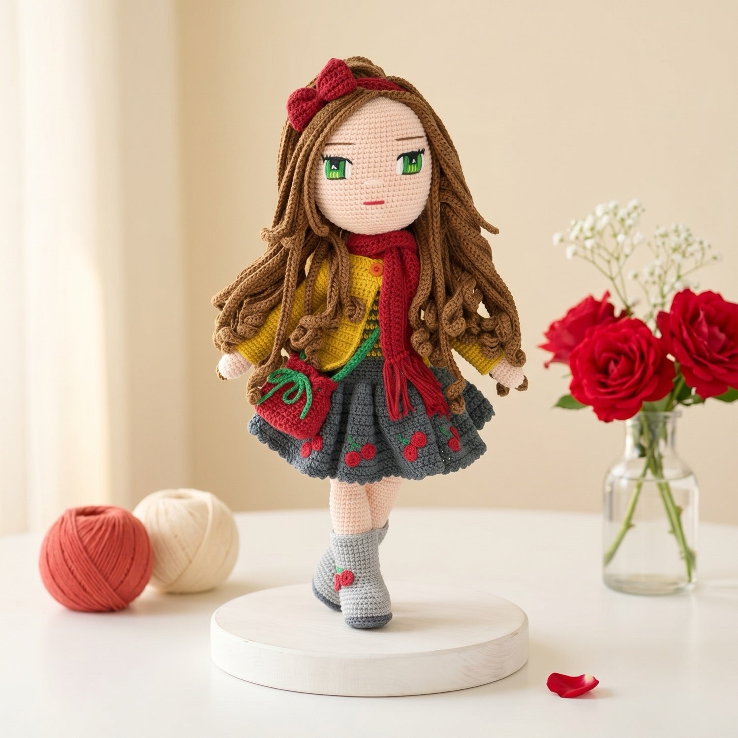 Hazel in Red crochet doll pattern