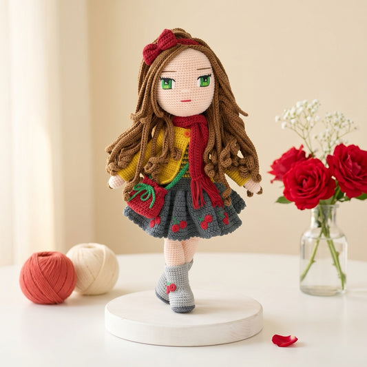 Hazel in Red crochet doll pattern