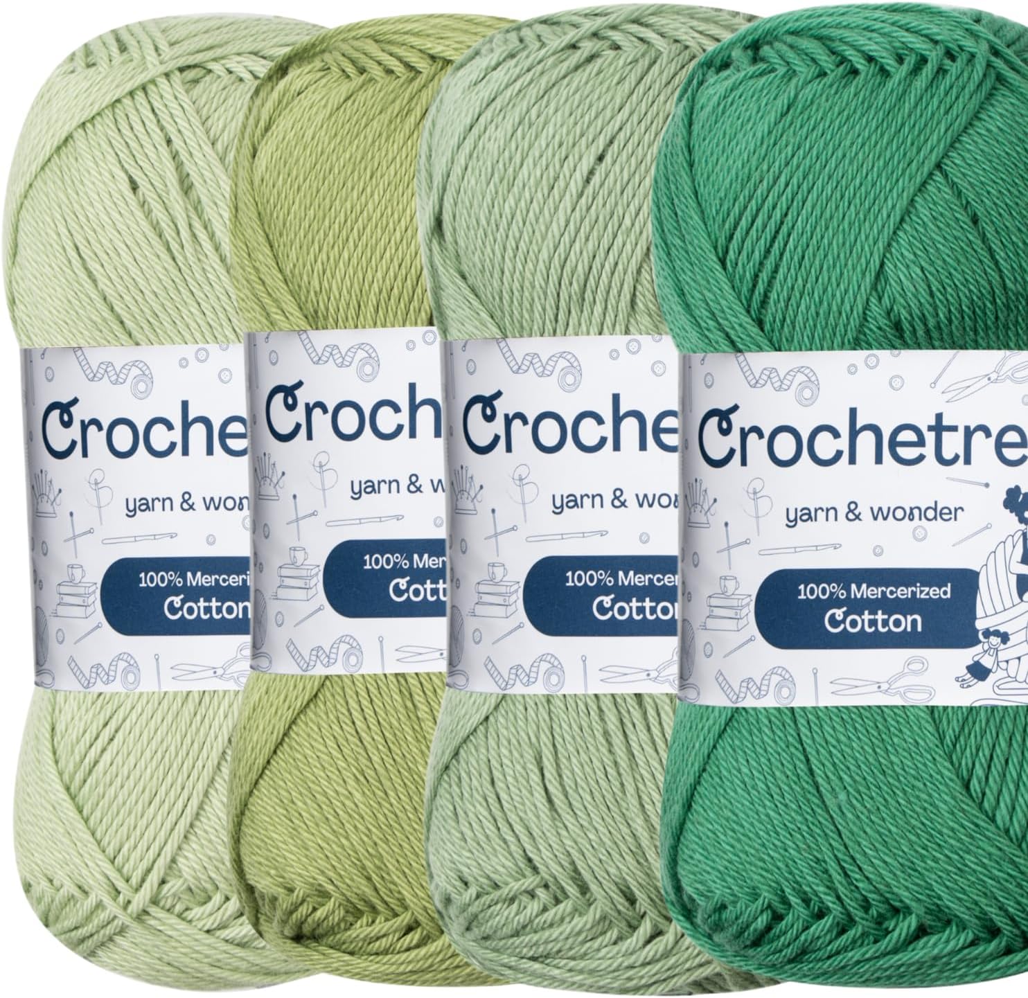 Crochetree Forest Shades mercerized cotton yarn 4-pack set