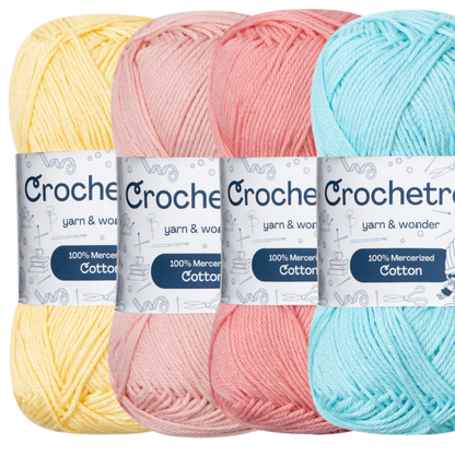 Crochetree Happy Rainbow mercerized cotton yarn 4-pack set