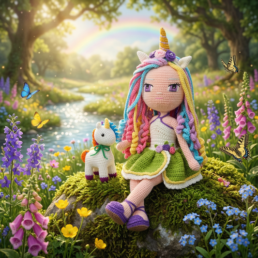 Iris Unicorn Crochet Doll Pattern - amigurumi PDF with step-by-step photos