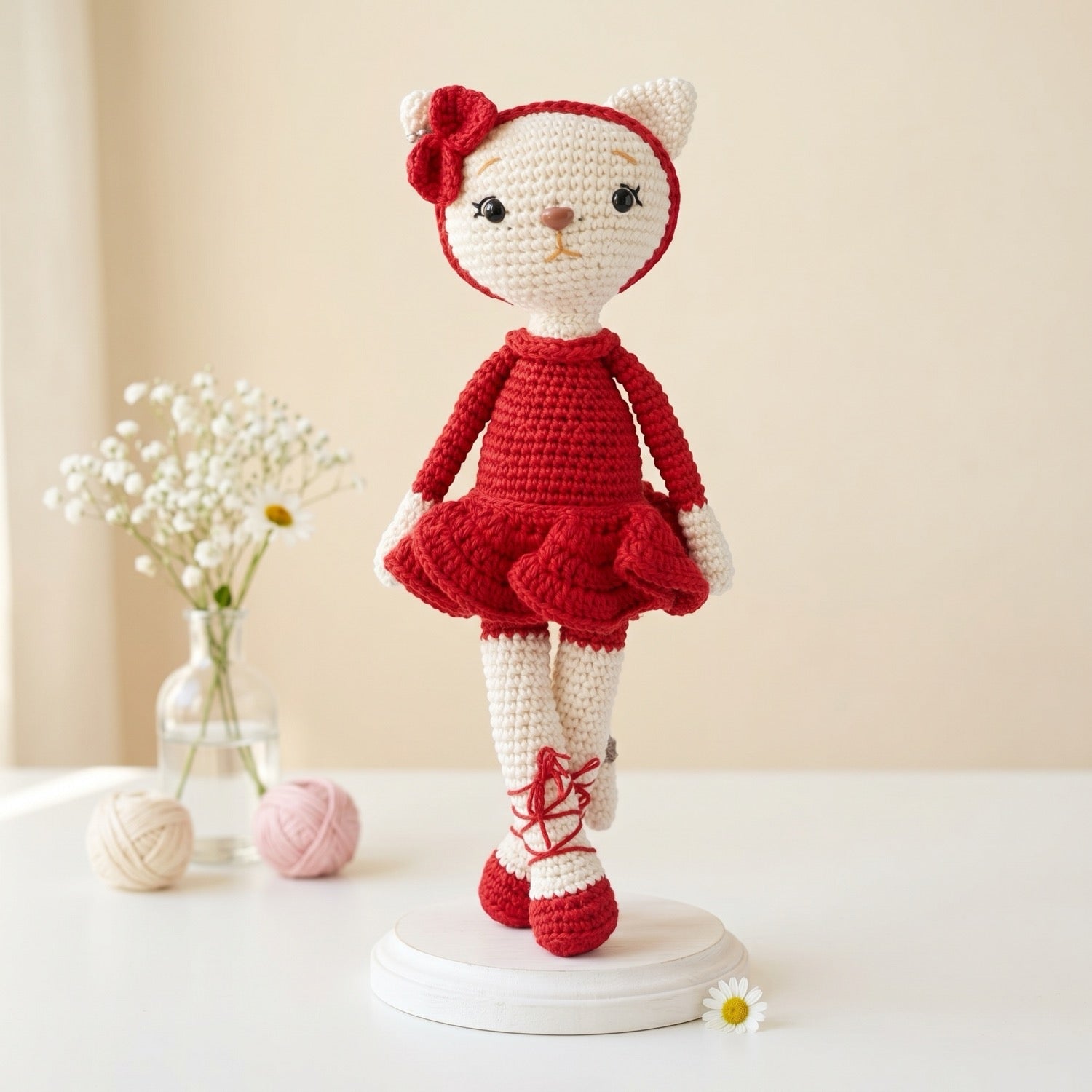 Katie The Cat Crochet Pattern - amigurumi crochet pattern PDF cover by Crochetree