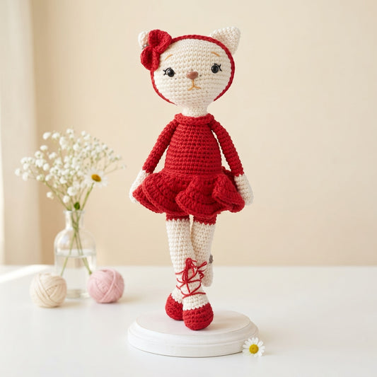 Katie The Cat Crochet Pattern - amigurumi crochet pattern PDF cover by Crochetree