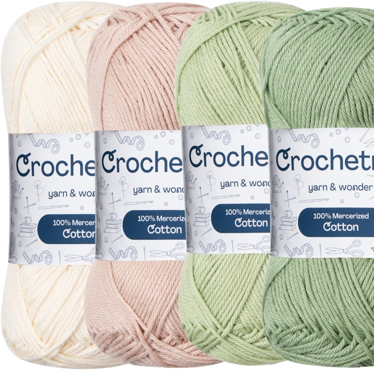 Crochetree Light Nature mercerized cotton yarn 4-pack set