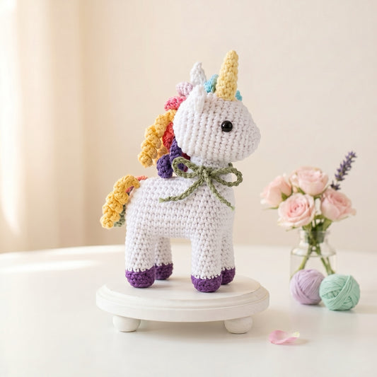 Misty the Unicorn Pattern - amigurumi crochet pattern PDF cover by Crochetree