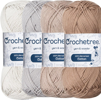 Crochetree Moon Surface mercerized cotton yarn 4-pack set