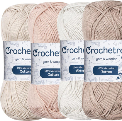 Crochetree Natural Sand mercerized cotton yarn 4-pack set