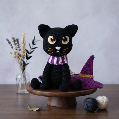 Night the Cat Crochet Pattern - amigurumi crochet pattern PDF cover by Crochetree