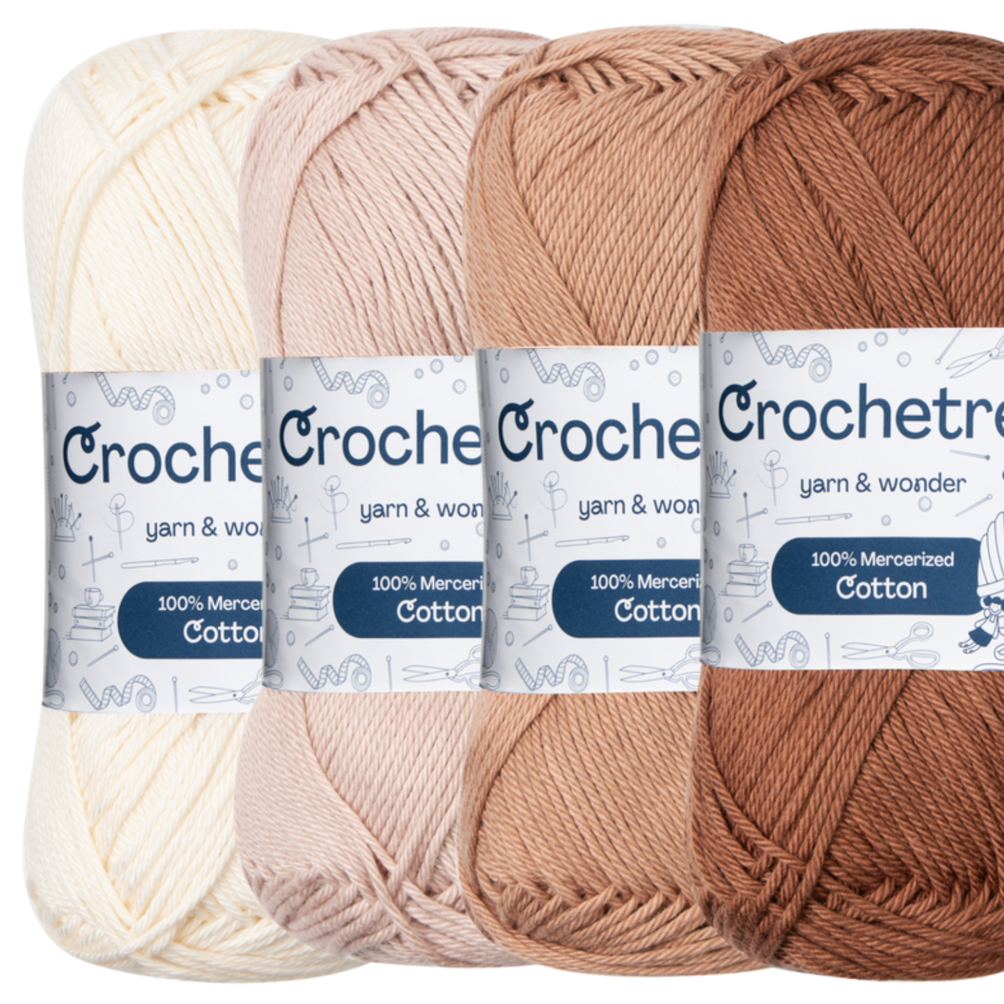 Crochetree Pastel Earth mercerized cotton yarn 4-pack set
