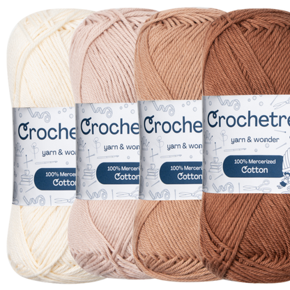 Crochetree Pastel Earth mercerized cotton yarn 4-pack set