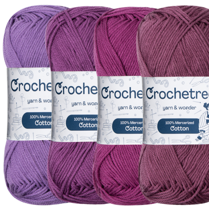 Crochetree Purple Spell mercerized cotton yarn 4-pack set