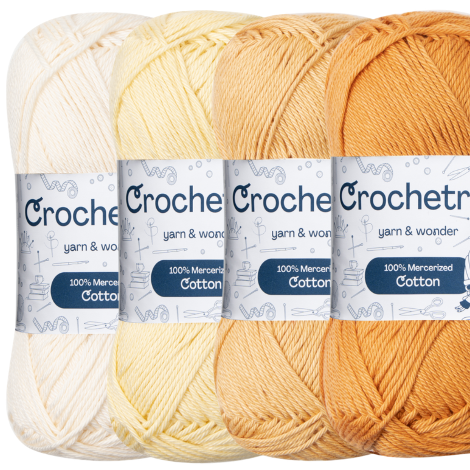 Crochetree Royal Gold mercerized cotton yarn 4-pack set