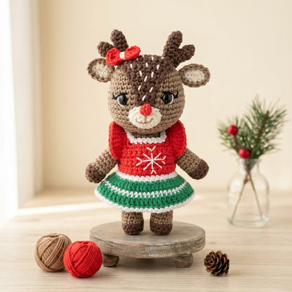 Ruby the Reindeer Crochet Pattern - amigurumi crochet pattern PDF cover by Crochetree