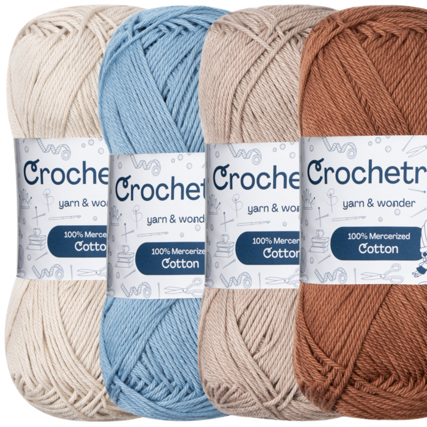 Crochetree Vintage Fall mercerized cotton yarn 4-pack set