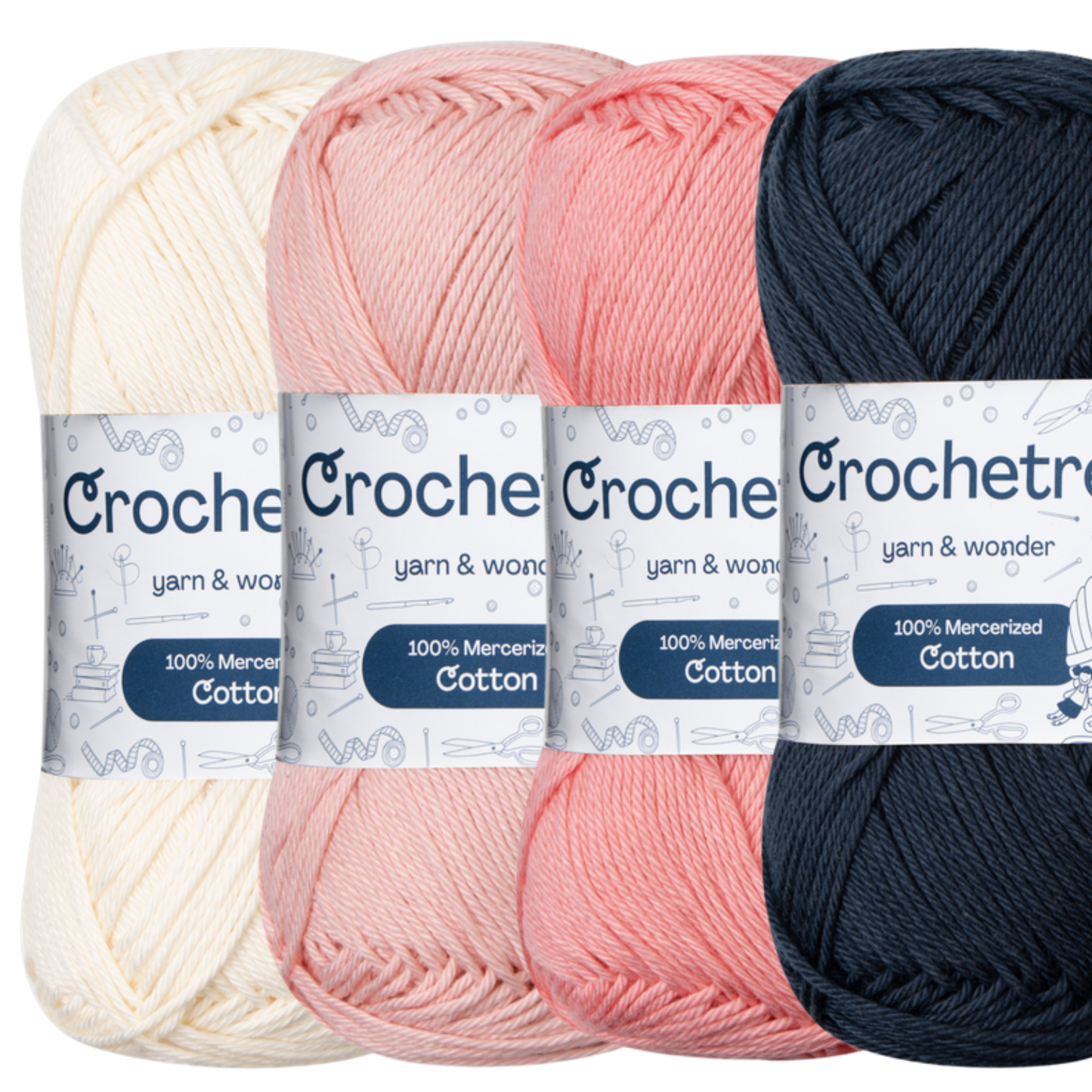 Crochetree Vintage Petals mercerized cotton yarn 4-pack set