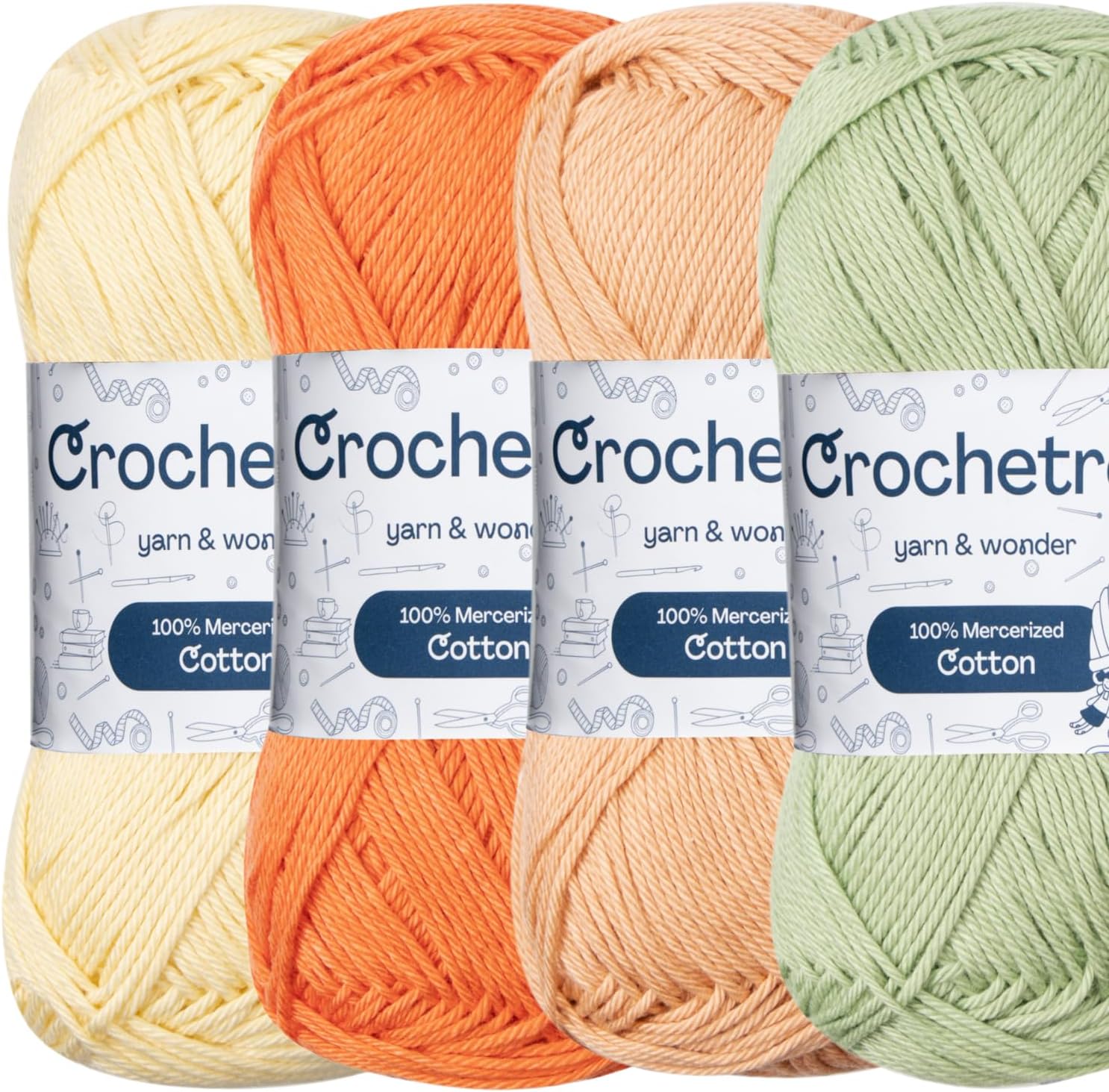 Crochetree Warm Summer mercerized cotton yarn 4-pack set