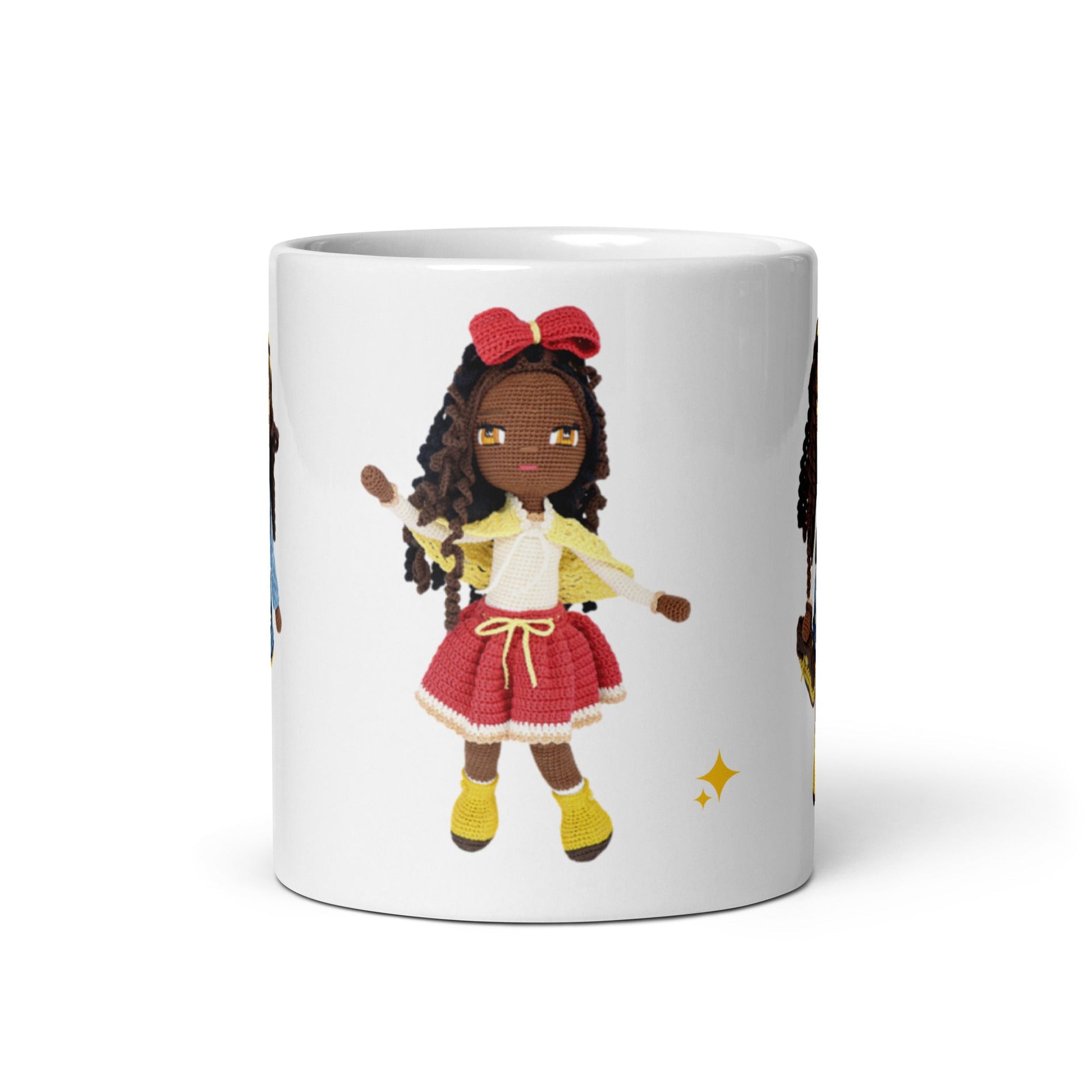 Hannah crochet doll mug 11 oz white glossy, view 3