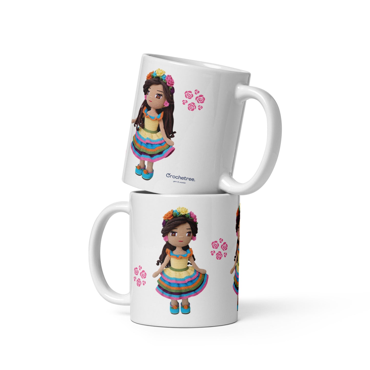 Crochetree Doll White Glossy Mug 11 oz