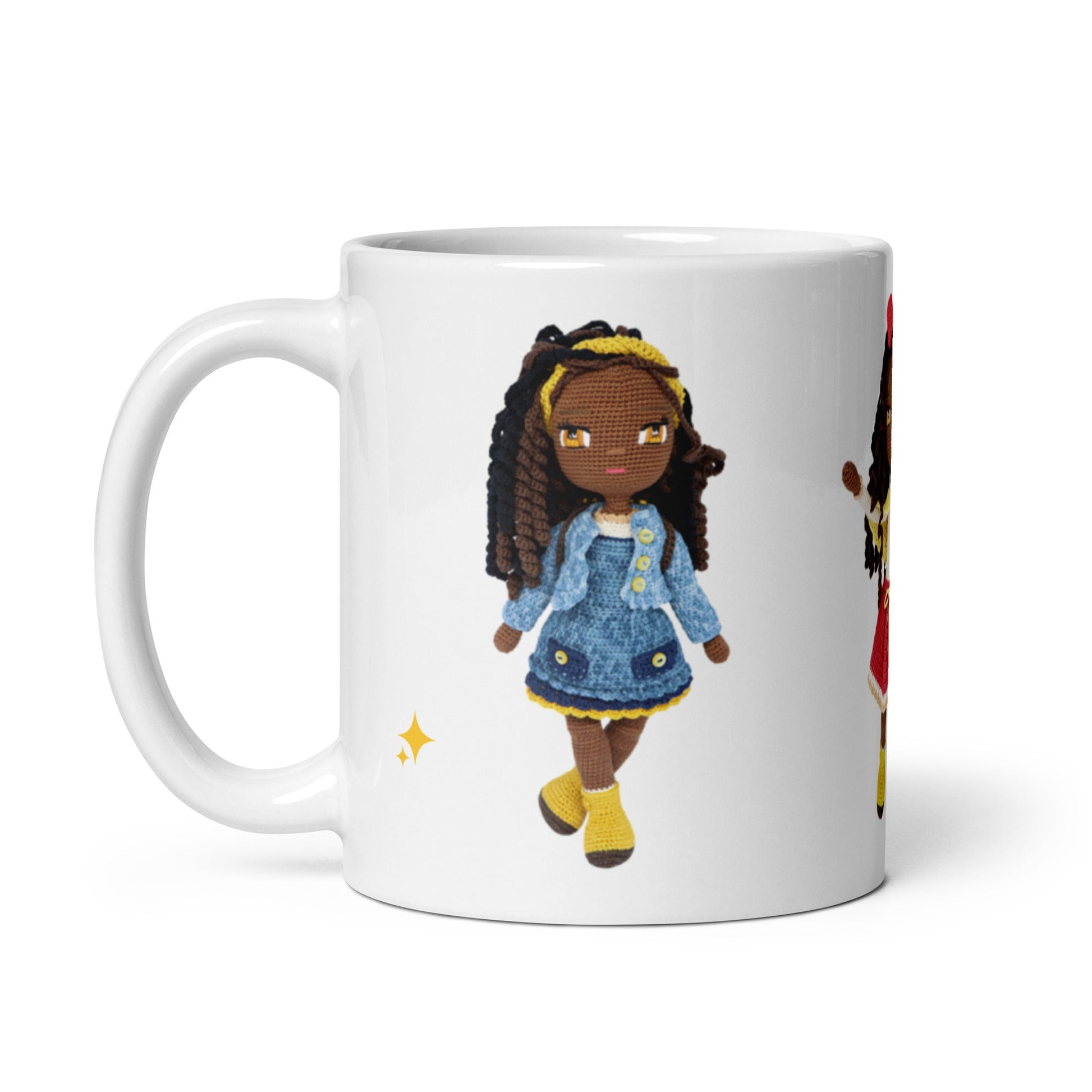 Hannah crochet doll mug 11 oz white glossy, view 2