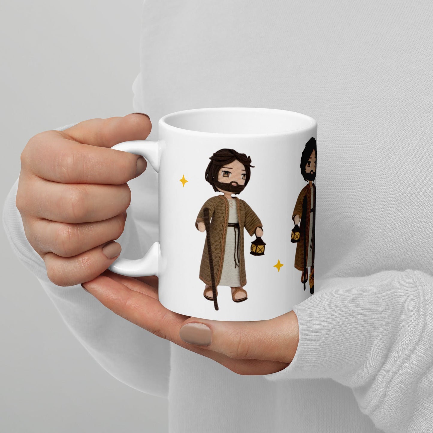 Holy Family crochet doll mug 11 oz white glossy, view 2
