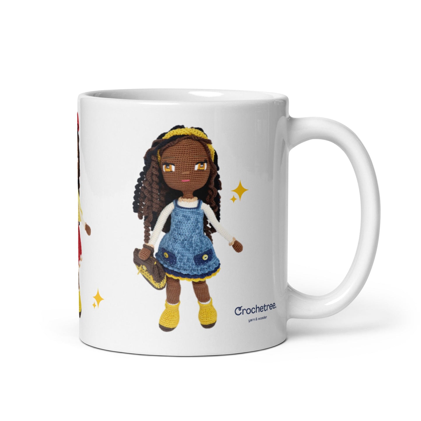 Hannah crochet doll mug 11 oz white glossy, view 1