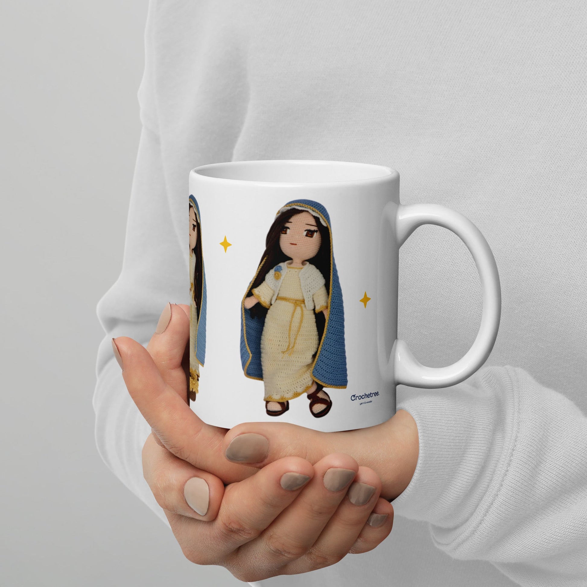 Holy Family crochet doll mug 11 oz white glossy, view 1