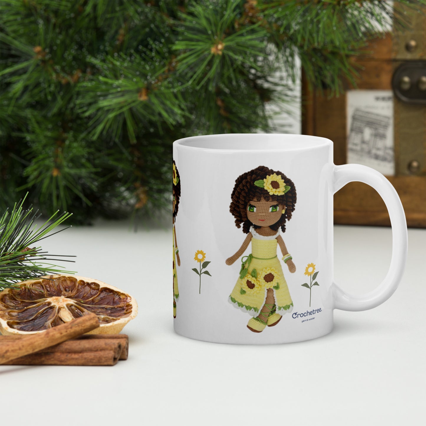 Crochetree Doll White Glossy Mug 11 oz