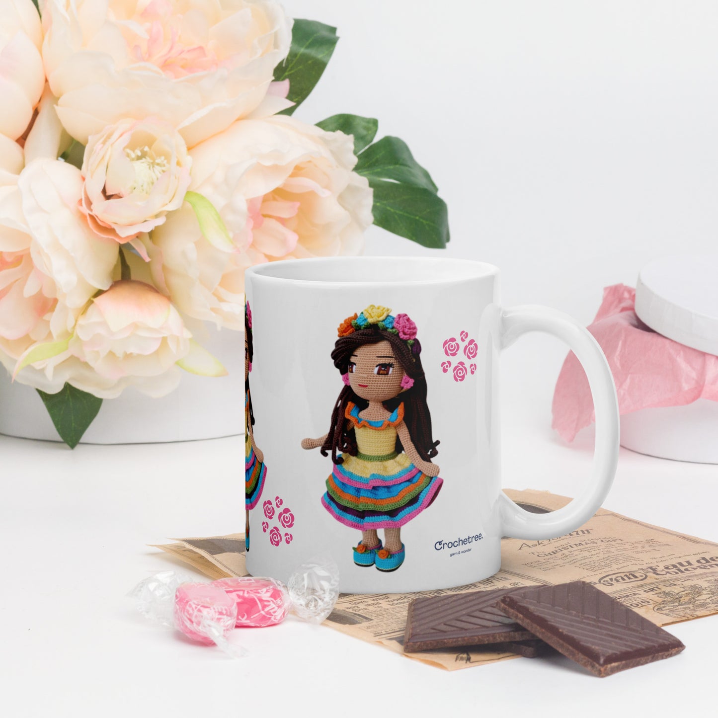 Crochetree Doll White Glossy Mug 11 oz