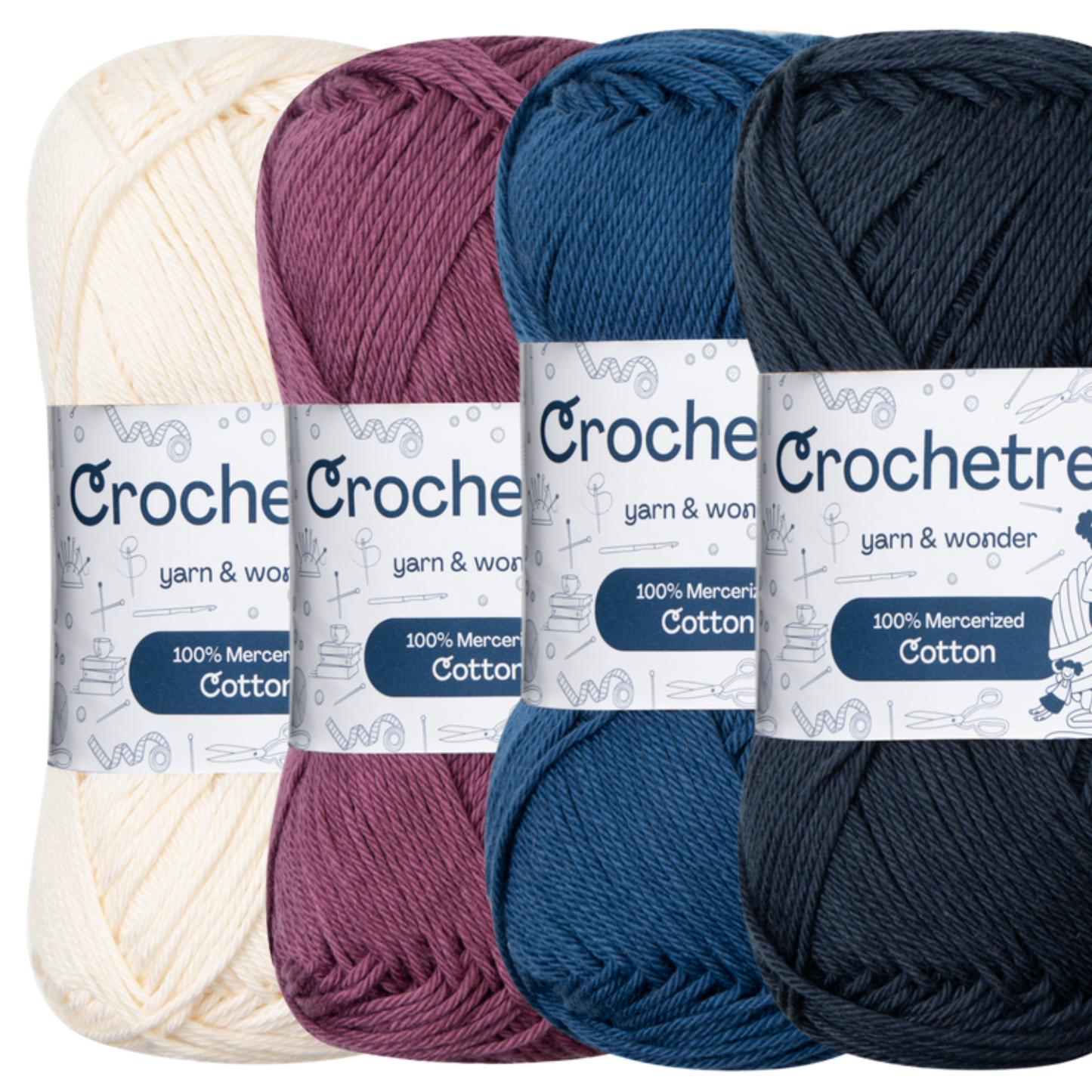 Crochetree Winter Festival mercerized cotton yarn 4-pack set