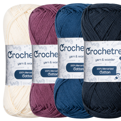 Crochetree Winter Festival mercerized cotton yarn 4-pack set