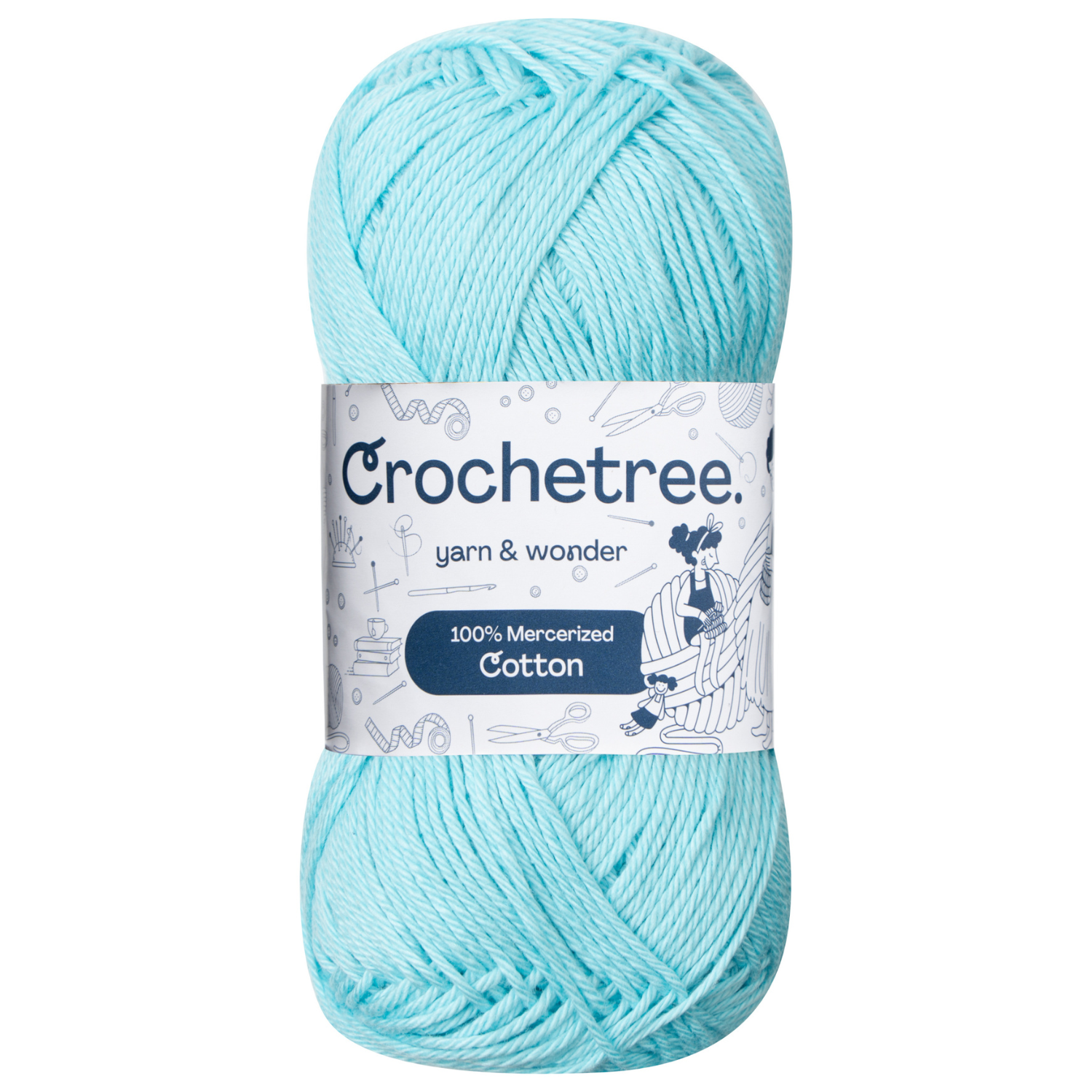 Crochetree 100% Mercerized Cotton Yarn, 50g / 125m, 4 Ply Fingering We
